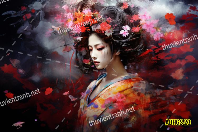 Tranh dán tường hoa cô gái Geisha Nhật Bản-ADHGS-23 - Kết quả tìm kiếm tranh tường